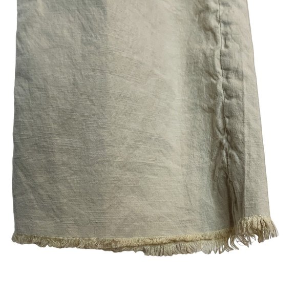 Frank & Eileen Kinsale Trouser Linen Tan Wide Leg Pant High Rise Raw Hem Size 12 - Picture 10 of 16